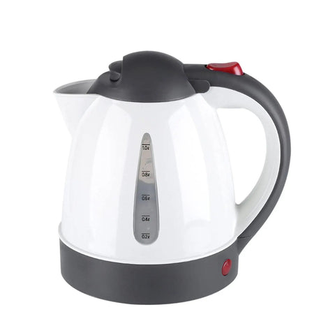 1000ML 12V Portable Car Kettle And Electric Water Heater With Cigarette Lighter Plug For Road Trip Ready Tea Coffee Brewing. White kettle.