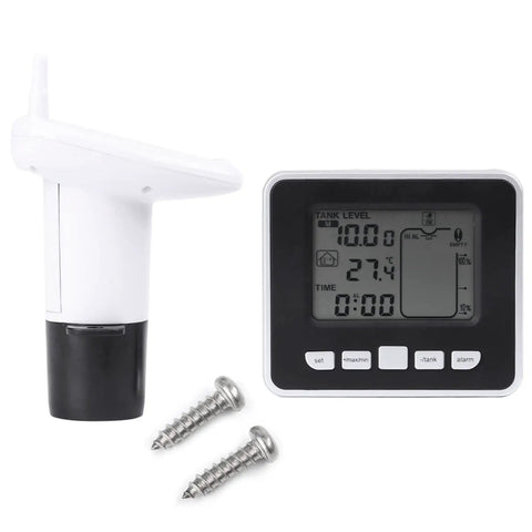 Ultrasonic Water Level Sensor With 3.3 Inch LCD Display Temperature Monitoring Alarm Setting 100m Range For Non Corrosive Liquids In Tanks