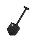 Adventure Mini Shovel 23 Inch Lightweight Aluminum Recovery Tool With Wrinkle Black Coating Hand Welded Under 2 Pounds Made In USA Off Road Vehicle Recovery Gear For Easy Digging And Extraction showing compact design.