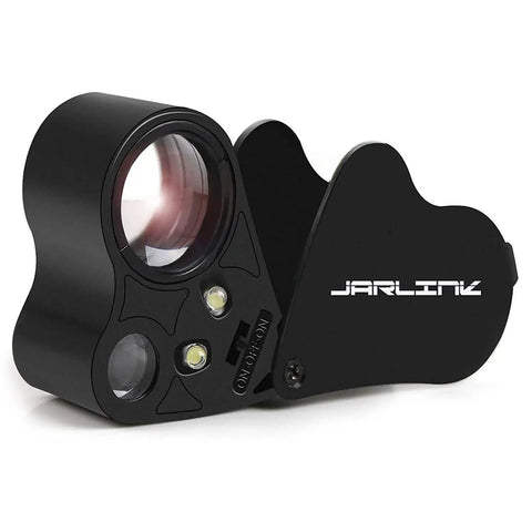 Illuminated Jewelers Loupe Magnifier 30x and 60x Zoom, Foldable LED Light On the Go for Gems Jewelry Coins Stamps and More, Easy Grip Pocket Magnifier for Precise Detail