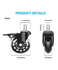 Product details of Five Pack Black 2.5 Inch PU Transparent Office Chair Caster Wheels With 11mm Stem M11 Universal Brakes