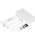 Rolling Ergonomic Standing Desk With Smooth Wheels Adjustable Height Desktop Laptop Workstation components on white background.