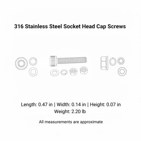 Diagram of Beefy 316 Stainless Socket Head Cap Screws Nuts And Washers Kit for Marine Outdoor Industrial Projects.