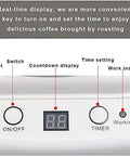 Kick Up Your Morning Routine Portable Electric Coffee Roaster For Home Use With Precise Heat Settings control panel showing timer and power options.