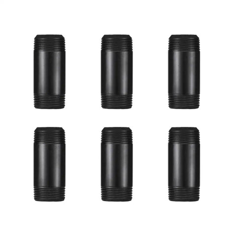 Six Pack 1 Inch Steel Pipe Two Inches Long Black Industrial Pipe Set For Diy Shelving And Home Decor Built To Last And Fits Standard 1 Inch NPT Fittings