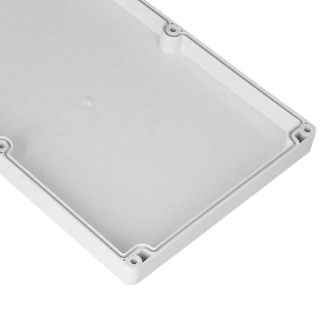 Corner view of Built Tough ABS Plastic Power Junction Box Electrical Enclosure IP65 Rated, showing inner lid details.