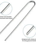 Six Inch Galvanized Garden Stakes 150 Pack, Heavy Duty Anti Rust Landscape Staples for Barrier Fabric, close-up view