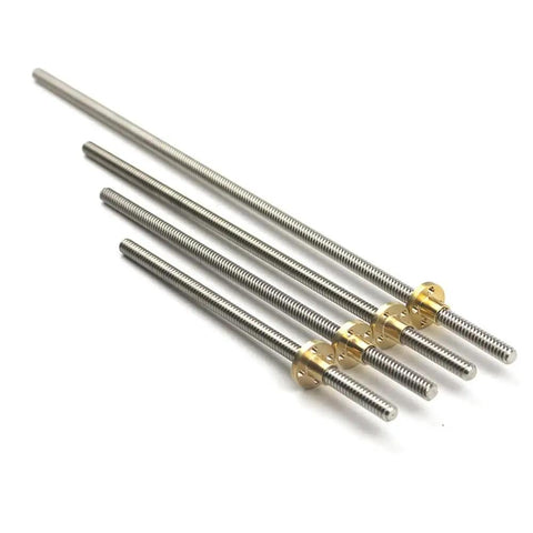 8mm T8 Lead Screw With 1mm Pitch And Brass Nut For 3D Printers, Trapezoidal Stainless Steel Screw, Easy Install