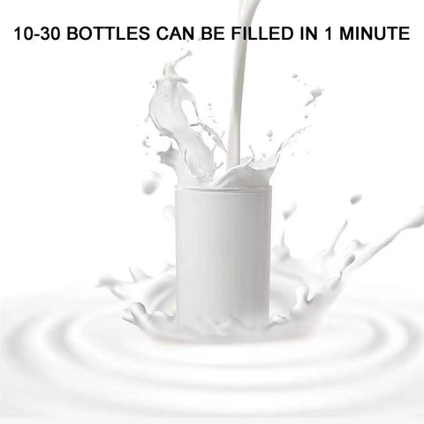 Top Tier Automatic Bottle Filler With Fully Pneumatic Piston Drive, Drip Proof Single Head Nozzle, Horizontal Liquid Filling Machine For Beverages And Cosmetics, 1000 To 5000 Ml Range, Hassle Free Setup And No Sweat Operation, filling white liquid into a container with splash effect.