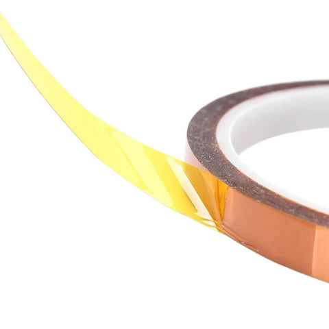 Heavy Duty High Temperature Polyimide Kapton Tape 8mm x 33m Adhesive Film, roll with yellow liner visible