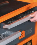 Heavy Duty Rolling Tool Chest With Hydraulic Lift And Ball Bearing Drawers Heavy Hitter Workshop Cart open drawer with tools.