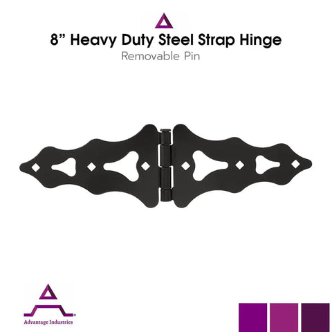 Heavy Duty 8 Inch Strap Hinges Decorative And Traditional Style For Wood Gates Sheds And Barn Doors Zinc Plated Black Finish