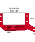 Red Servo On Axle Mount For TRX4 1/10 Crawler Upgrade Aluminum SOA Mount With 4 Link Suspension, measurements displayed