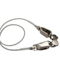 Close-up of 4 Pack Fencing Mask Cord For Foil And Sabre with clear twin core and stainless steel clips, electric mask cable.