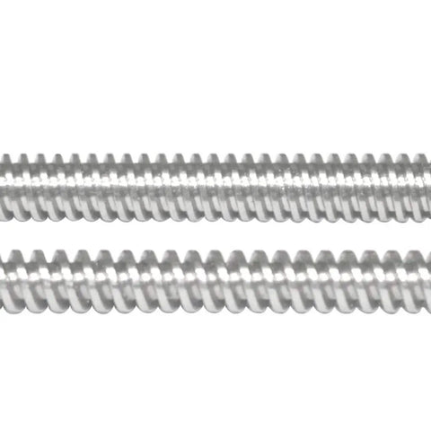 Close-up of 4mm Diameter Lead Screw, 300mm Length, 1mm Pitch, 304 Stainless Steel Trapezoidal Screw, featuring precise grooves.