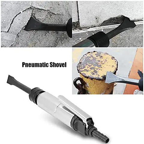 Heavy Duty Pneumatic Air Chisel And Industrial Hammer Tool Rips Clean Through Weld Slag Concrete Breakup showing various applications.