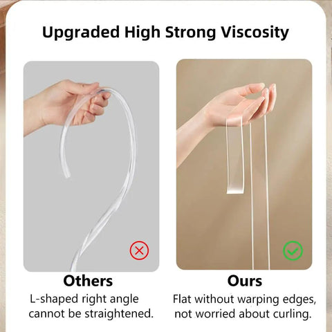 Comparative image showing Clear Edge Protector Strip For Baby Proofing 32.8ft thick soft corner guards demonstrating flexibility and quality.
