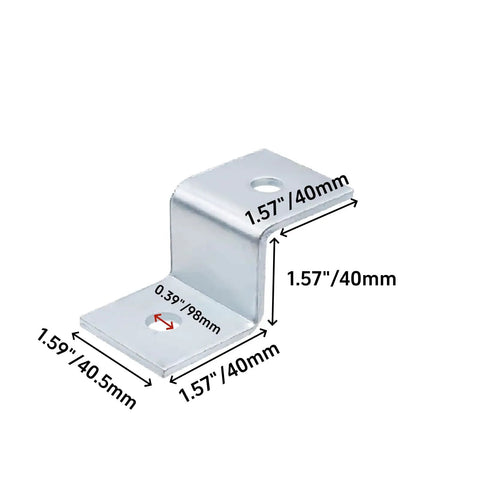 8 Pack Heavy Duty Z Brackets For 1.57 x 1.57 Inch Strut Channel 2 Hole Mounting, Thickened Electro Galvanized Steel, size details shown