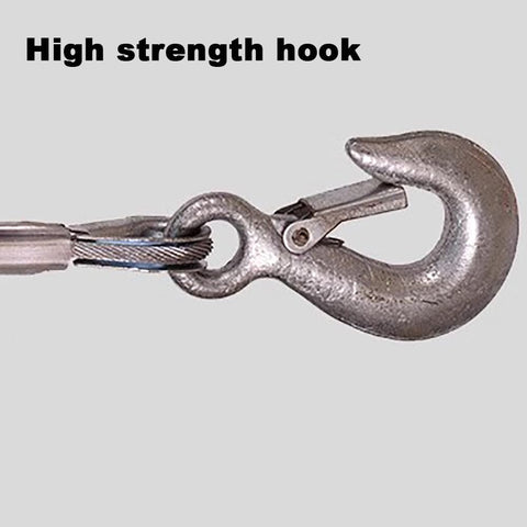 High strength hook for Rock Solid Portable Foldable Hand Crane with Heavy Duty Steel Wheels, lifting 500KG loads.