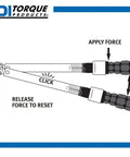 Illustration showing operation of Beefy Three Eighths Inch Drive Adjustable Click Torque Wrench With 10 To 100 Ft Lbs And 16.9 To 132.2 Nm Micrometer Scale For Accurate Fastening In Auto Motorcycle And Equipment Maintenance