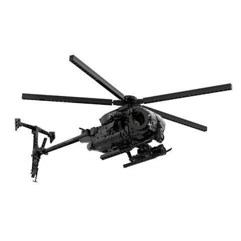 Dope Little Bird MH6 Helicopter Model Kit for Adults and Hobbyists, 595 Piece Military Helicopter Building Blocks Set in black ABS