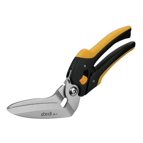 9 Inch Heavy Duty Multipurpose Scissors With TPR Handle for Cardboard Carpet Thick Paper Leather Fabric Serrated Blades, side view