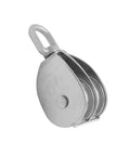 M50 Double Pulley Block Set, Stainless Steel 304 Heavy Duty Swivel Pulley System for Lifting, shown at an angle