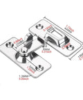 Door Hasp Latch 90 Degree Stainless Steel Safety Angle Locking Latch for Push Sliding Barn Doors Satin Nickel Finish dimensions