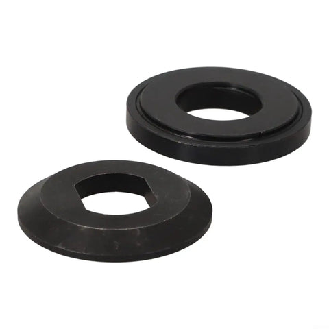2 Piece Metal Flange Washer Set 224409-4 Outer and 224412-5 Inner for Circular Saws, black metal, top view