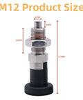 Hardcore 2pcs M12 Ball Nose Spring Plungers With Nuts Stainless Steel Self Locking Indexing Bolts dimensions showing size details