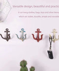 Badass Vintage Cast Iron Nautical Anchor Wall Hooks For Bathrooms And Closets Hella Sturdy Marine Style Coat Towel And Hat Hanger Racks With Hardware Included Real Sharp Coastal Farmhouse Bedroom Decor Ready When You Are, four hooks in various colors.