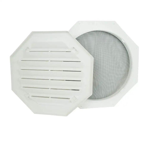 16 Inch Octagon Gable Vent with Screen Functional White Vent Cover Two Piece Construction UV Protected Color Through