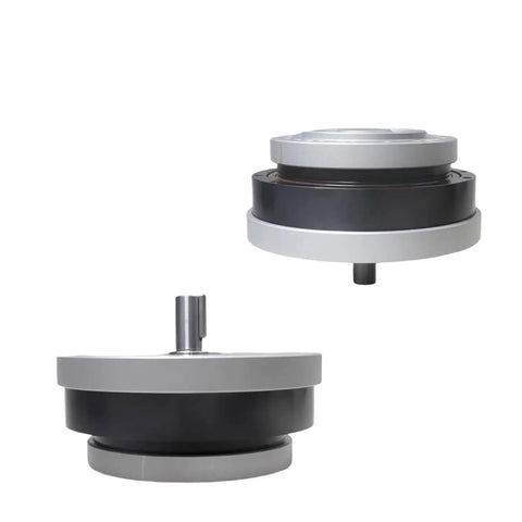High Precision Harmonic Drive Gearbox Featuring Near Zero Backlash For Rock Solid Cnc Machines And Heavy Duty Robots Boasting A Smooth 120 To 1 Ratio Plus Reinforced Input Shaft Design, showing dual gearboxes from different angles.