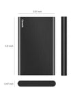 Ultra Slim 500GB Portable External Hard Drive USB 3.0 High Speed Data Transfer dimensions top side