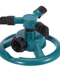 3 Nozzle 360 Degree Circular Rotating Garden Sprinkler For Lawn And Yard, Automatic Irrigation System with three black and teal nozzles