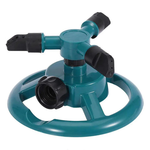 3 Nozzle 360 Degree Circular Rotating Garden Sprinkler For Lawn And Yard, Automatic Irrigation System with three black and teal nozzles