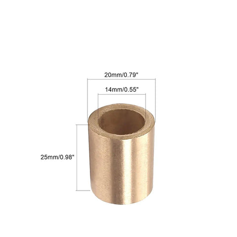Built Like A Tank 3 Pack Bronze Sleeve Bearings Self Lubricating Bushing Set measuring 14mm inner by 20mm outer diameter and 25mm length
