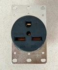 Heavy Duty Flush Mount Power Receptacle Nema 6 30R 30 Amp Straight Blade Outlet With Solid Brass Contacts No Sweat Wiring For Ev Chargers Welders And Generators Black Ul Certified, top view.