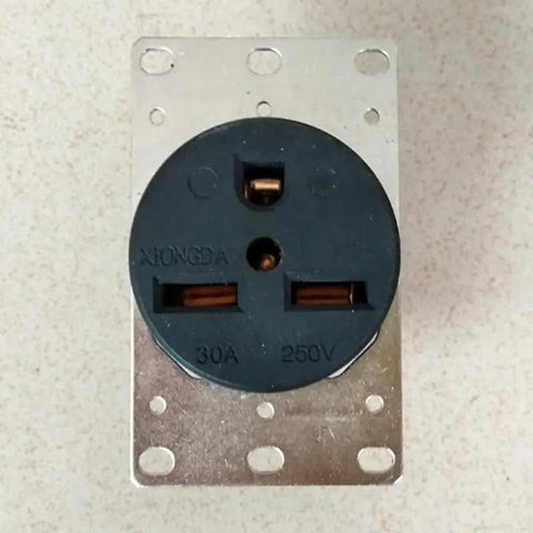 Heavy Duty Flush Mount Power Receptacle Nema 6 30R 30 Amp Straight Blade Outlet With Solid Brass Contacts No Sweat Wiring For Ev Chargers Welders And Generators Black Ul Certified, top view.