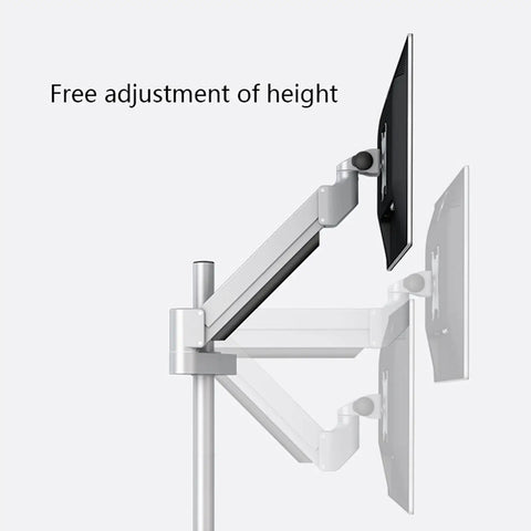 Heavy Duty Quad Monitor Desk Stand Mount For 15 To 27 Inch Screens With Smooth Height And Tilt Adjustments showing height adjustment features.