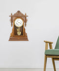 Metal Clock Pendulum Replacement Part 8.26 x 3.54 Inch For DIY Wall And Grandfather Clocks Stable Swinging Motion shown on wall clock.