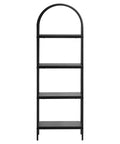 Rustic Vintage 4-Tier Arched Metal Storage Bookcase Freestanding Open Shelving Unit For Living Room Bedroom Office Organization Industrial Dope Display Rack, black metal frame, empty