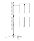 Beefy UHF Mobile Antenna For 350 To 500MHz Repeater Use shown with frequency labels and mounting details, aluminum body.
