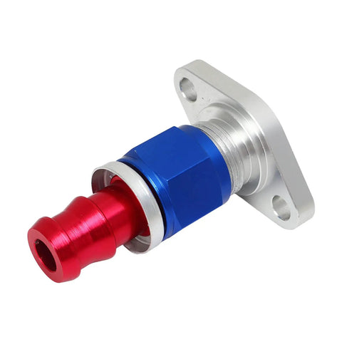 Heavy Duty Turbo Oil Drain Flange Kit Made From High Strength Steel For T3 T4 GT Series With Gasket And Screws To Stop Ooil Leaks And Boost Engine Performance For Your Car, red and blue