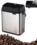 Electric Coffee Portafilter Cleaner With Built In Knock Box For Espresso Stations, stainless steel design with detachable top.