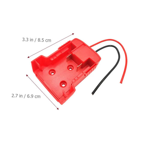 18V Battery Adapter Conversion Kit with Secure Connector Wires, red plastic size 3.3x2.7 inches, ideal for DIY projects