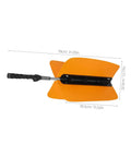 Top view of Golf Swing Power Fan Trainer with adjustable wind resistance, showing measurements, in yellow color.