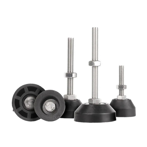 Heavy Duty Adjustable Leveling Feet M6 To M12 For Furniture In Stainless Steel Or Nylon Slip Proof And Earthquake Resistant Easy Height Adjustment For Cabinets Desks Tables And Appliances, black base feet