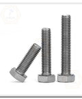 Straight Up Badass TA2 Pure Titanium Hex Bolts M12 X 45mm Heavy Duty Fasteners For Custom Builds Rides Slick Silver Finish 5 Pc Set, three bolts showing threaded design.