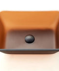 Star Gold Camelia Series Rectangular Tempered Glass Vessel Sink For Bathroom, Tea Matte Finish, top view above counter